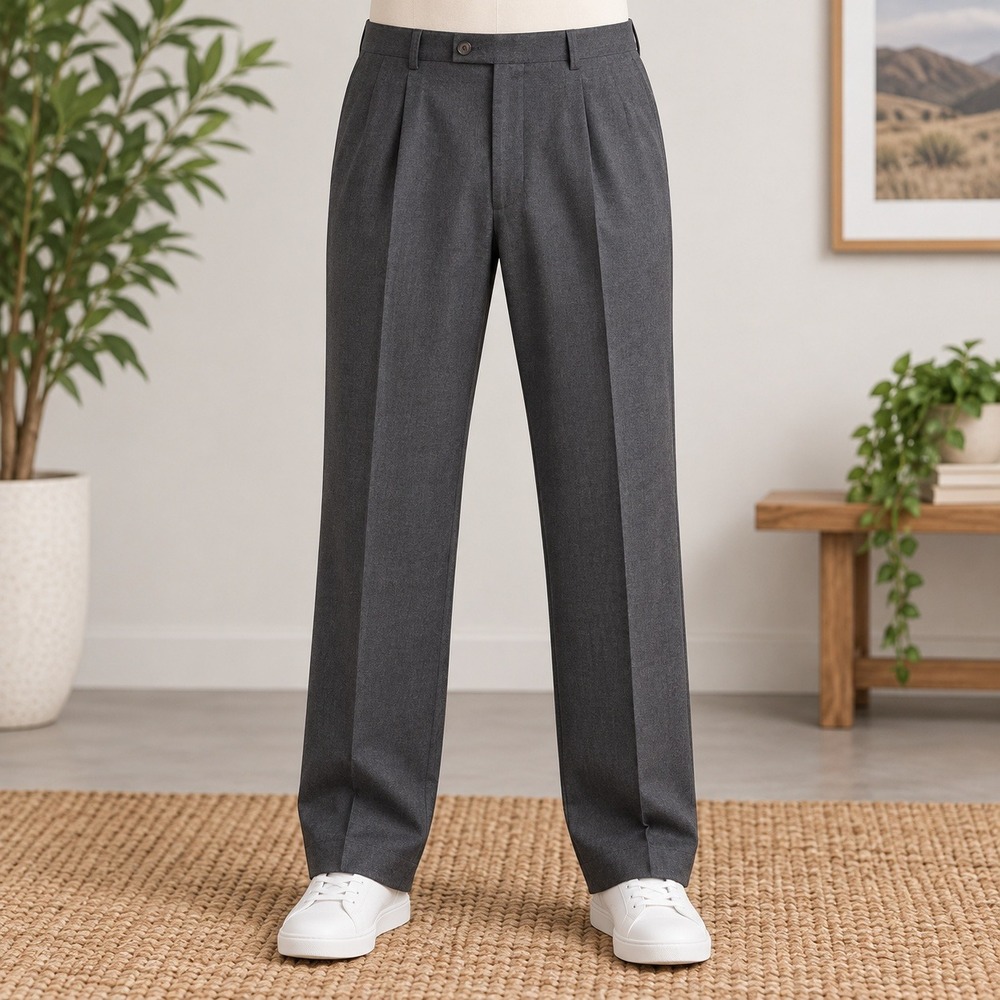 Barry Bricken Pleated Dress Pants Mens 35x28 Charcoal Grey Nordstrom Trousers